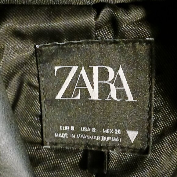 Zara Black Double Breasted Vegan Leather Fitted Blazer Jacket Sharp Lapels S - Picture 9 of 13